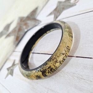 Vintage black metallic gold flake lucite bangle marbled bracelet